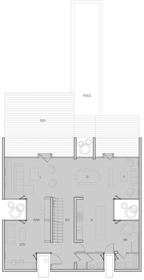 Ground floor plan for Casa La Canada by Ricardo Torrejon