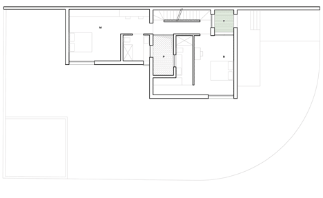 First floor plan of EJ House by Paritzki & Liani Architects