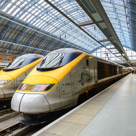 Eurostar trains at St Pancras station in London