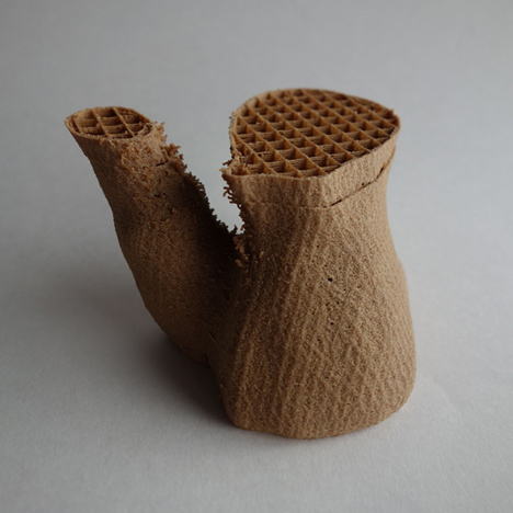 Segment of 3D-printed Mycelium Chair by Eric Klarenbeek