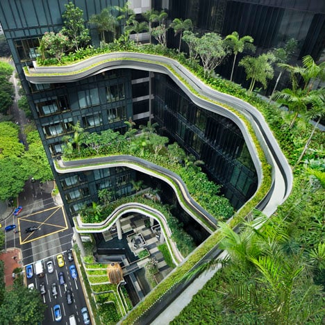 Singapore hotel covered with plants was "inspired by rock formations"