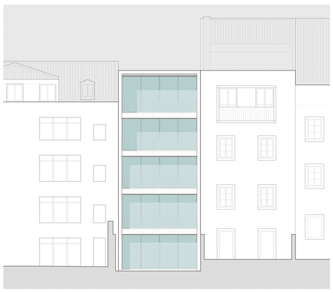 East elevation of townhouse in Lisbon by ARX Portugal