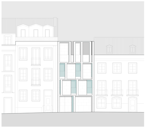 West elevation of townhouse in Lisbon by ARX Portugal