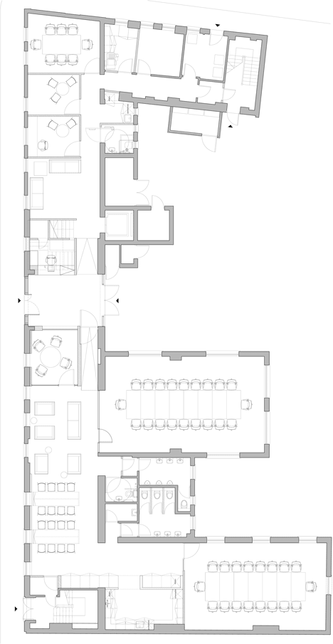Ground floor plan of Arts Council England West Midlands Office by Moxon Architects