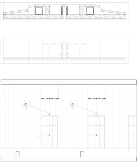 Section view of folding tables of Arts Council England West Midlands Office by Moxon Architects