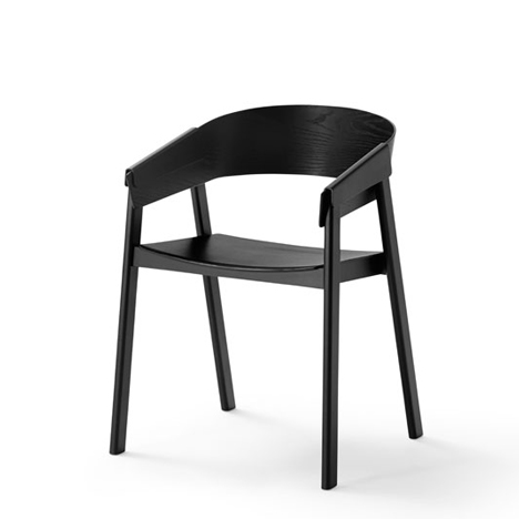 Cover chair with wood folded over the arms by Thomas Bentzen for Muuto
