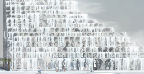 Souk Mirage Particles of Light Out Look Tower concept by Sou Fujimoto