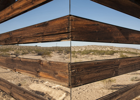 Lucid Stead installation by Phillip K Smith III gives the illusion of invisibility to a desert cabin