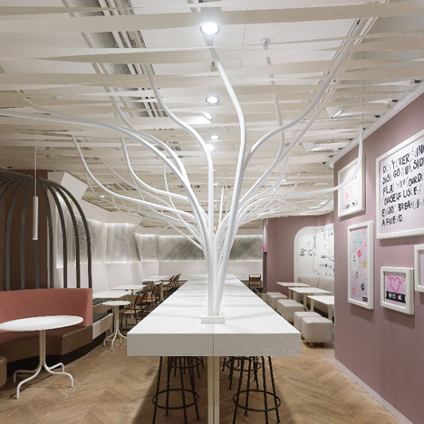 Ippolito Fleitz Group installs metal trees in natural foods restaurant