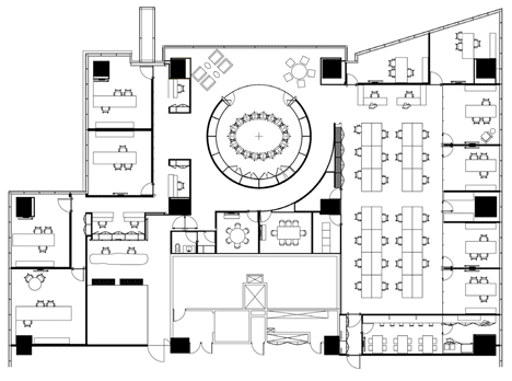 Floor plan of ON Headquarters Mexico City by LSA Arquitectos/BLANCASMORAN