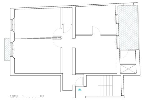 Floor plan before renovation of Roc Cubed apartment conversion in Barcelona by Nook