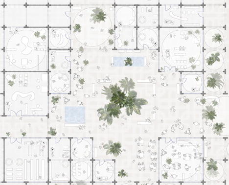 Floor plan of Sou Fujimoto designs masterplan made from modular arches
