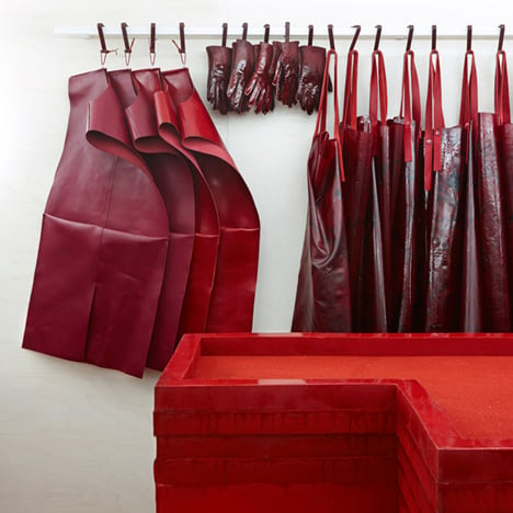 Studio Toogood creates a blood red installation for Hermès