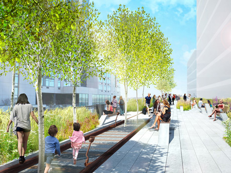 Plant-filled amphitheatre proposed for the High Line's final stretch