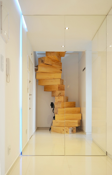 Wooden staircase in Split Flat by QC