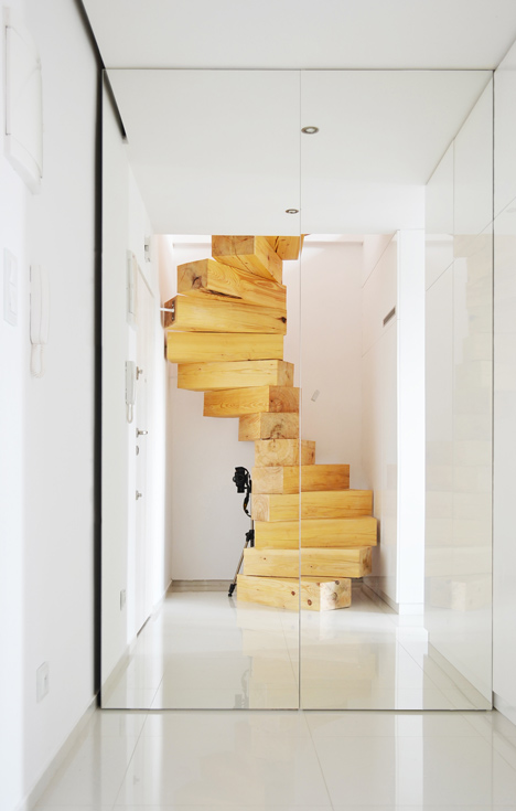 Wooden staircase in Split Flat by QC
