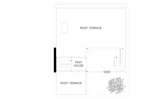 Penthouse floor plan of Concrete house named Calm by Apollo Architects & Associates