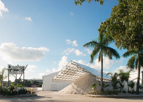 Roof over a pile of sand forms entrance to Design Miami 2013