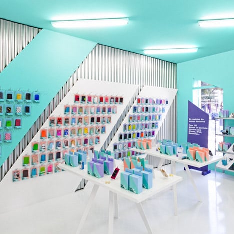 Doctor Manzana colourful gadget shop interior by Masquespacio