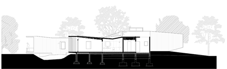Section one of House on a stream by Architecture Brio