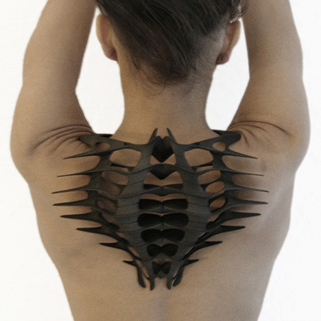 Daniel Widrig creates wearable sculptures based on a 3D scan of the body