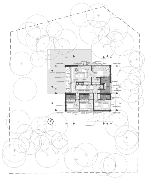 Ground floor plan of Timber-clad seaside house with a grainy concrete interior by Ultra Architects 