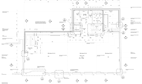 First floor plan of The Workshop offices with a slide through the centre by Guy Holloway