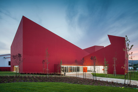 Casa das Artes bright red cultural centre by Future Architecture Thinking