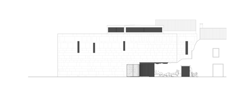 West elevation of Jewish cultural centre with an acutely angled corner by Goncalo Byrne Arquitectos