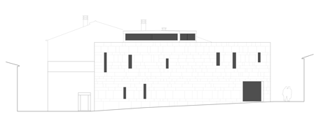 East elevation of Jewish cultural centre with an acutely angled corner by Goncalo Byrne Arquitectos