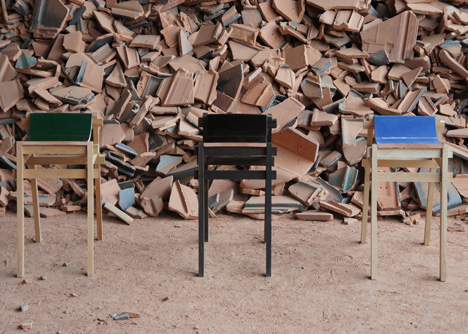 Furniture made from waste tiles by Tsuyoshi Hayashi
