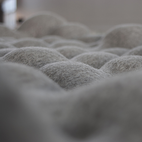 Kulle lumpy day bed with boiled-wool bobbles by Stefanie Schissler