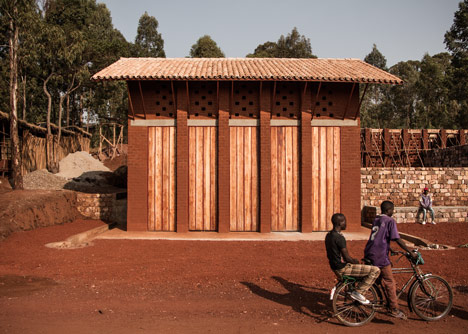 African children's library with rammed earth walls by BC Architects