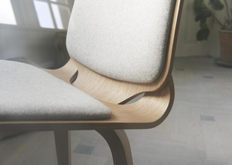 Viggo chair made from two curving plywood pieces by ShapingYourDay