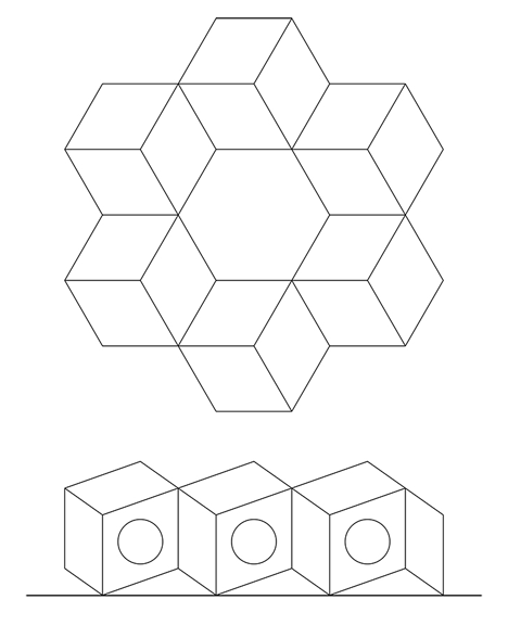 Diagram showing the rhombus dodecahedron shape design for the cabin of Aiamaja Noa sustainable living space by Jaanus Orgusaar