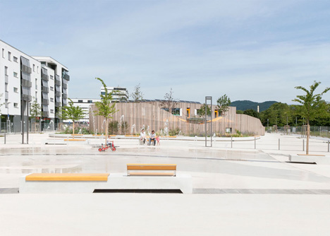 Behnisch Architektens kindergarten nestles in new Heidelberg plaza
