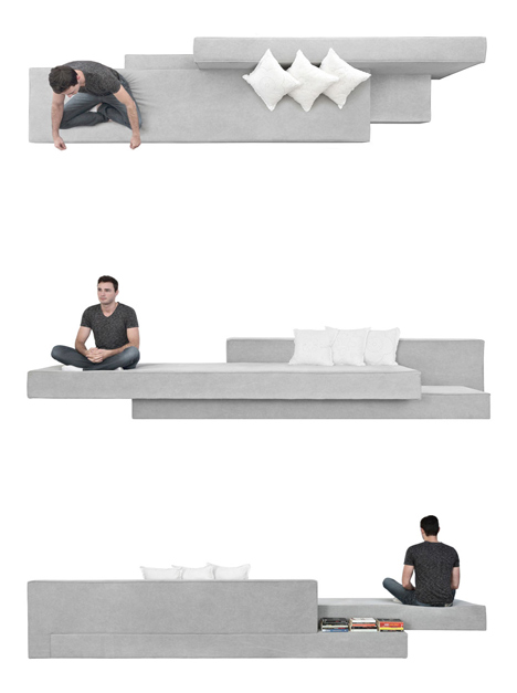 Cantilevered sofa by Paulo Kobylka