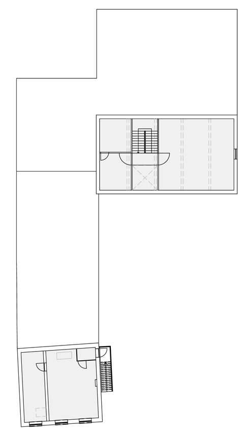 First floor plan of Community Centre Westvleteren by Atelier Tom Vanhee contrasts old and new bricks