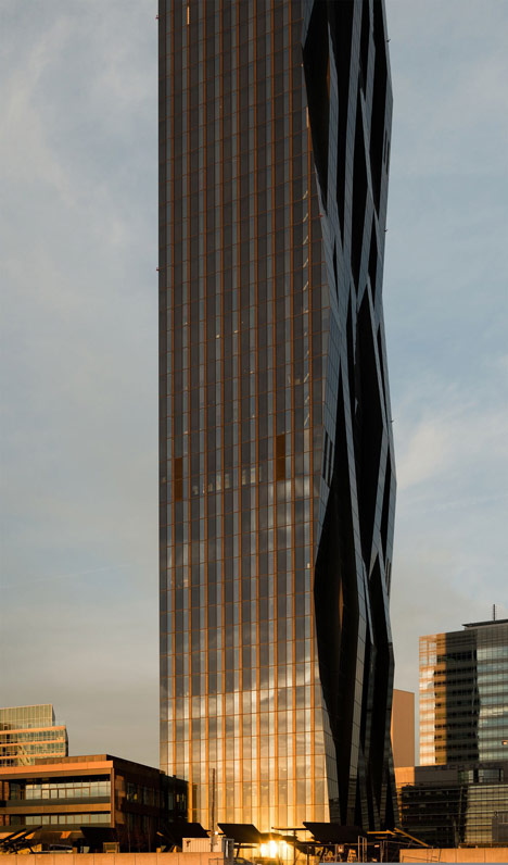 DC Tower 1 by Dominique Perrault Architecture features a faceted glass facade
