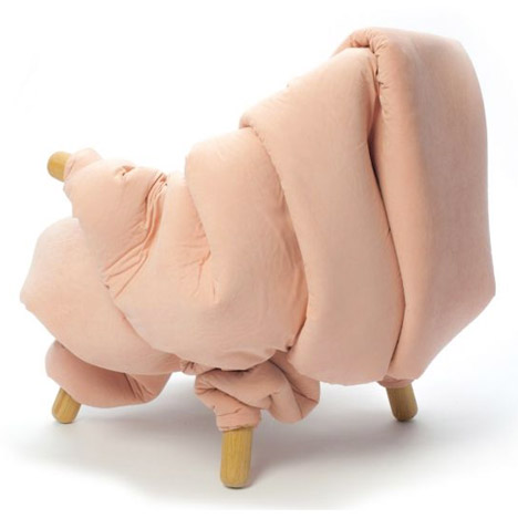 Flesh Chair wrapped in squishy rolls of fat by Nanna Kiil