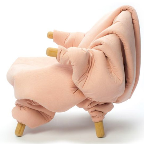 Flesh Chair wrapped in squishy rolls of fat by Nanna Kiil