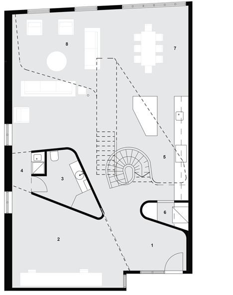 Ground floor plan of Loft apartment in Melbourne by Adrian Amore