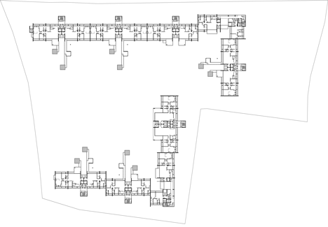 Third storey floor plan of Raised outdoor cabins connected to Goodwood Residence apartments by WOHA