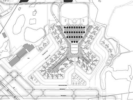 Site plan of Mumbai airport terminal with coffered canopy