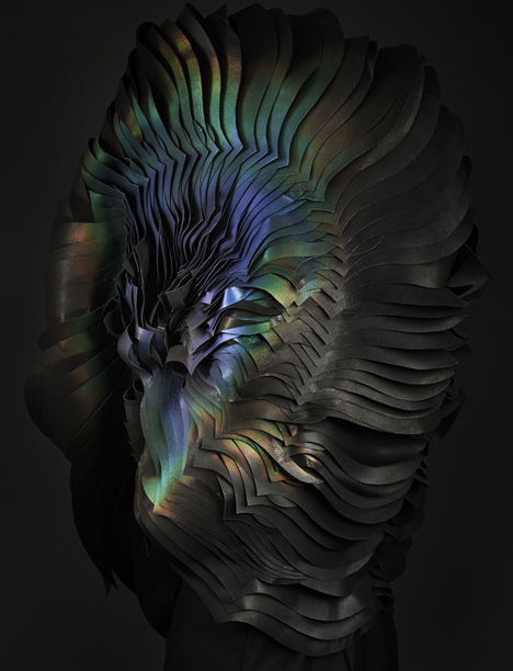 Colour-changing ink transforms flame-engulfed headdress by Lauren Bowker