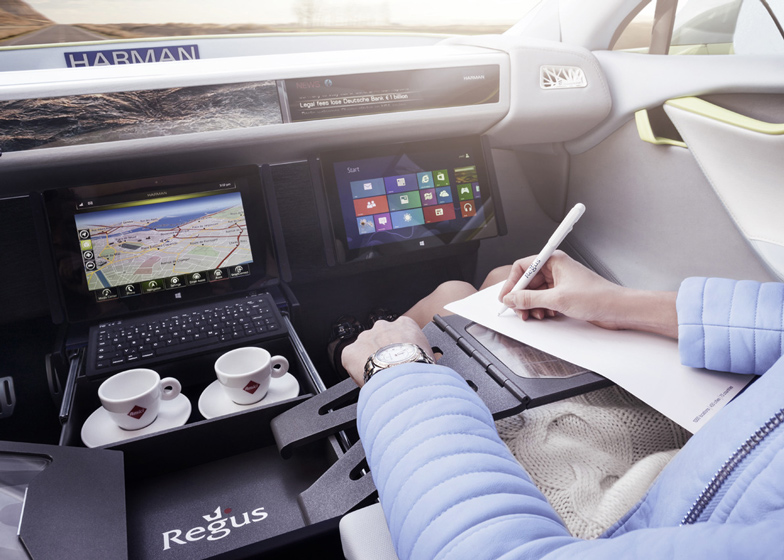 Driverless vehicle becomes office in XchangE concept car by Rinspeed