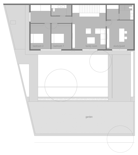 First floor plan of Bamboo clad house in the Philippines by Atelier Sacha Cotture