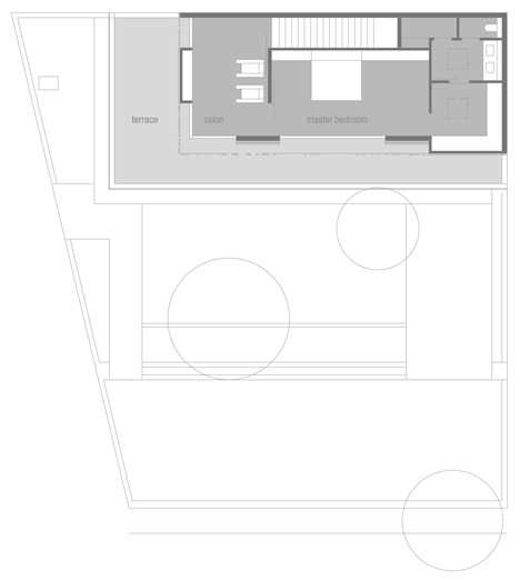 Second floor plan of Bamboo clad house in the Philippines by Atelier Sacha Cotture