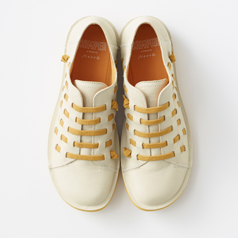 Nendo creates Beetle shoe for Camper with laces slotted through the uppers