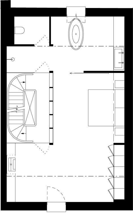 Third floor plan of Curvacious oak staircase ascends through converted London convent by John Smart Architects